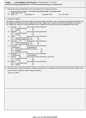Zertifikat Entsorgungsfachbetrieb