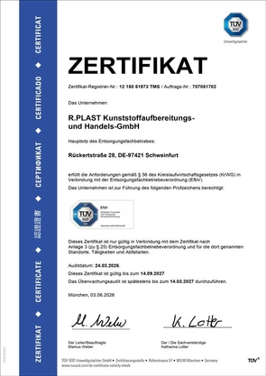 Zertifikat Entsorgungsfachbetrieb